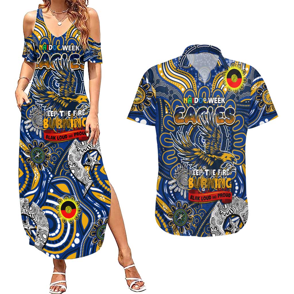 Custom West Coast Eagles NAIDOC Week 2024 Couples Matching Summer Maxi Dress and Hawaiian Shirt Mascot Football