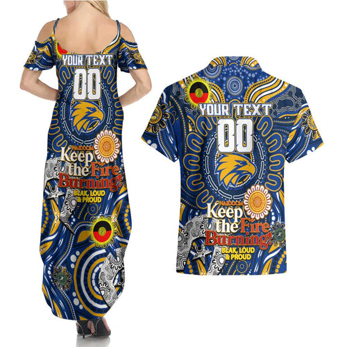 Custom West Coast Eagles NAIDOC Week 2024 Couples Matching Summer Maxi Dress and Hawaiian Shirt Mascot Football