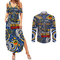 Custom West Coast Eagles NAIDOC Week 2024 Couples Matching Summer Maxi Dress and Long Sleeve Button Shirt Mascot Football
