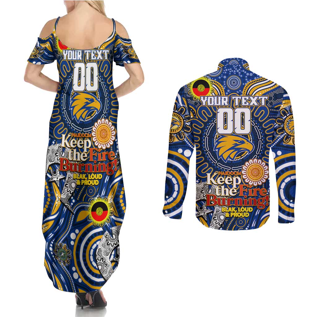 Custom West Coast Eagles NAIDOC Week 2024 Couples Matching Summer Maxi Dress and Long Sleeve Button Shirt Mascot Football