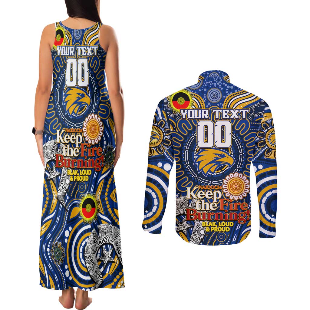 Custom West Coast Eagles NAIDOC Week 2024 Couples Matching Tank Maxi Dress and Long Sleeve Button Shirt Mascot Football
