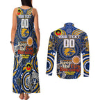 Custom West Coast Eagles NAIDOC Week 2024 Couples Matching Tank Maxi Dress and Long Sleeve Button Shirt Mascot Football