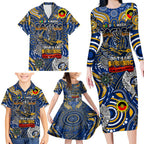 Custom West Coast Eagles NAIDOC Week 2024 Family Matching Long Sleeve Bodycon Dress and Hawaiian Shirt Mascot Football