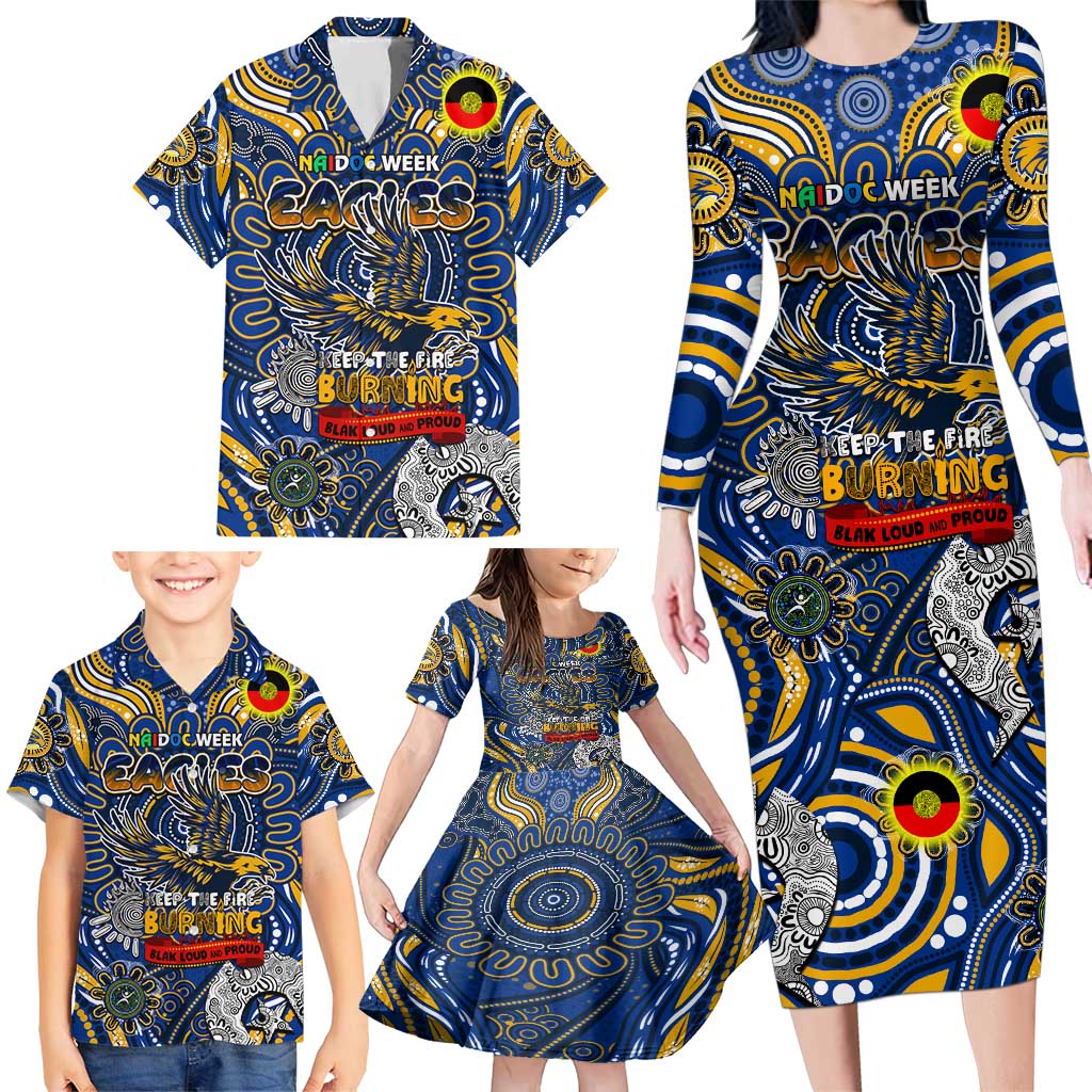 Custom West Coast Eagles NAIDOC Week 2024 Family Matching Long Sleeve Bodycon Dress and Hawaiian Shirt Mascot Football