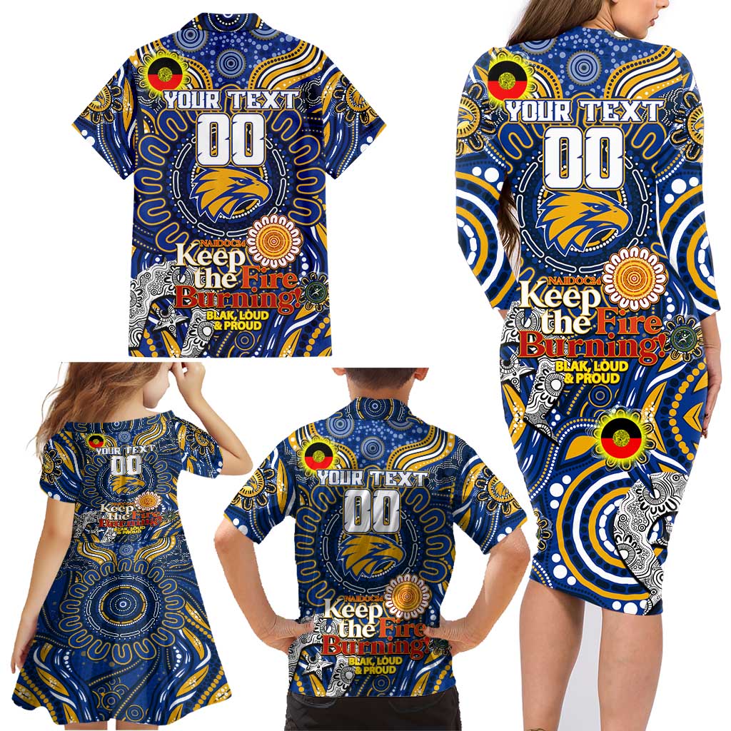 Custom West Coast Eagles NAIDOC Week 2024 Family Matching Long Sleeve Bodycon Dress and Hawaiian Shirt Mascot Football