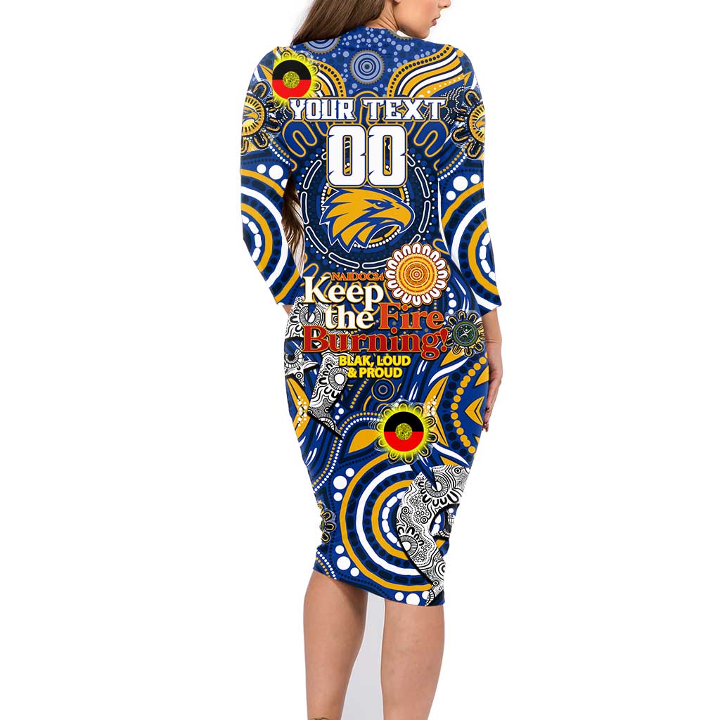 Custom West Coast Eagles NAIDOC Week 2024 Family Matching Long Sleeve Bodycon Dress and Hawaiian Shirt Mascot Football