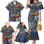 Custom West Coast Eagles NAIDOC Week 2024 Family Matching Mermaid Dress and Hawaiian Shirt Mascot Football