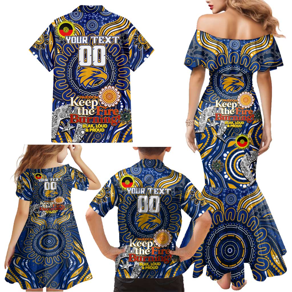 Custom West Coast Eagles NAIDOC Week 2024 Family Matching Mermaid Dress and Hawaiian Shirt Mascot Football