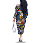 Custom West Coast Eagles NAIDOC Week 2024 Family Matching Off The Shoulder Long Sleeve Dress and Hawaiian Shirt Mascot Football