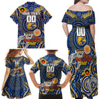 Custom West Coast Eagles NAIDOC Week 2024 Family Matching Off Shoulder Maxi Dress and Hawaiian Shirt Mascot Football