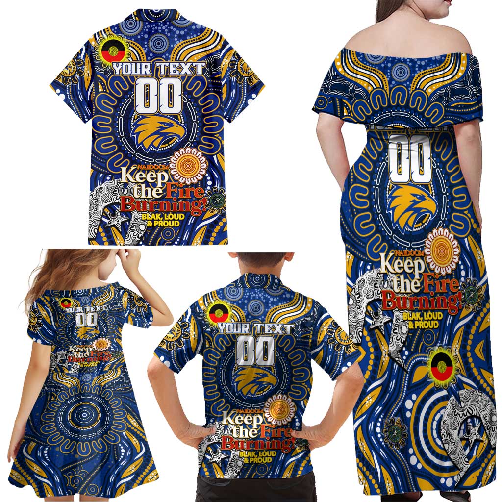 Custom West Coast Eagles NAIDOC Week 2024 Family Matching Off Shoulder Maxi Dress and Hawaiian Shirt Mascot Football