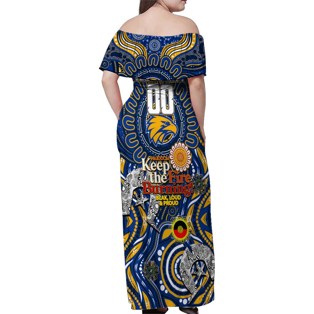 Custom West Coast Eagles NAIDOC Week 2024 Family Matching Off Shoulder Maxi Dress and Hawaiian Shirt Mascot Football