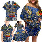 Custom West Coast Eagles NAIDOC Week 2024 Family Matching Off Shoulder Short Dress and Hawaiian Shirt Mascot Football