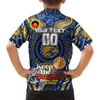 Custom West Coast Eagles NAIDOC Week 2024 Family Matching Off Shoulder Short Dress and Hawaiian Shirt Mascot Football
