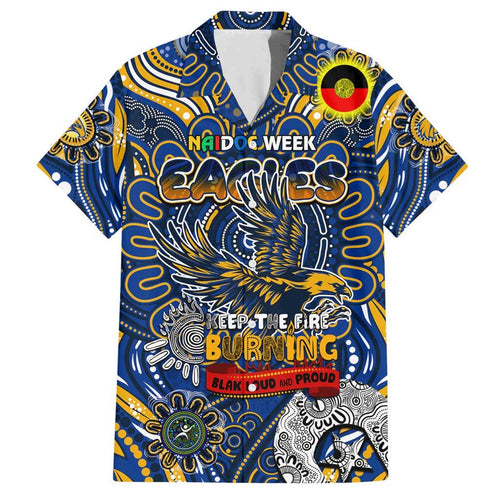 Custom West Coast Eagles NAIDOC Week 2024 Family Matching Off Shoulder Short Dress and Hawaiian Shirt Mascot Football