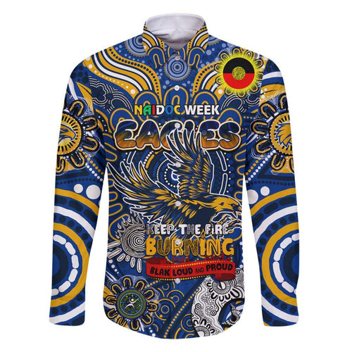 Custom West Coast Eagles NAIDOC Week 2024 Family Matching Off Shoulder Short Dress and Hawaiian Shirt Mascot Football