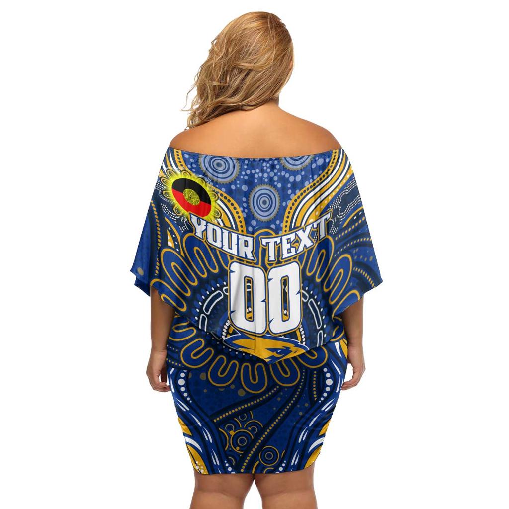 Custom West Coast Eagles NAIDOC Week 2024 Family Matching Off Shoulder Short Dress and Hawaiian Shirt Mascot Football