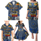Custom West Coast Eagles NAIDOC Week 2024 Family Matching Puletasi and Hawaiian Shirt Mascot Football