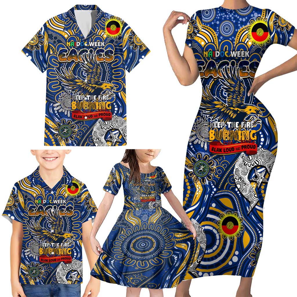 Custom West Coast Eagles NAIDOC Week 2024 Family Matching Short Sleeve Bodycon Dress and Hawaiian Shirt Mascot Football