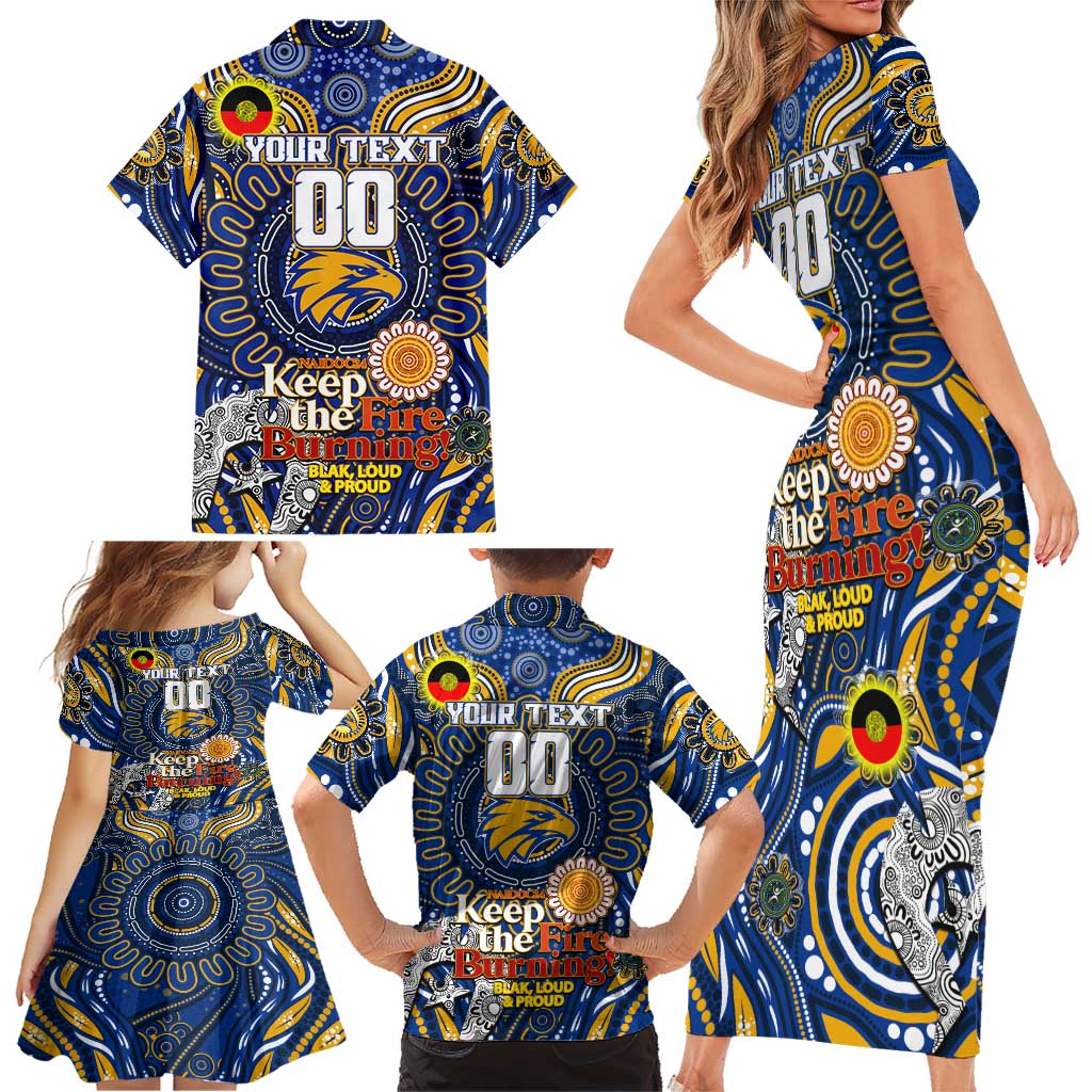 Custom West Coast Eagles NAIDOC Week 2024 Family Matching Short Sleeve Bodycon Dress and Hawaiian Shirt Mascot Football