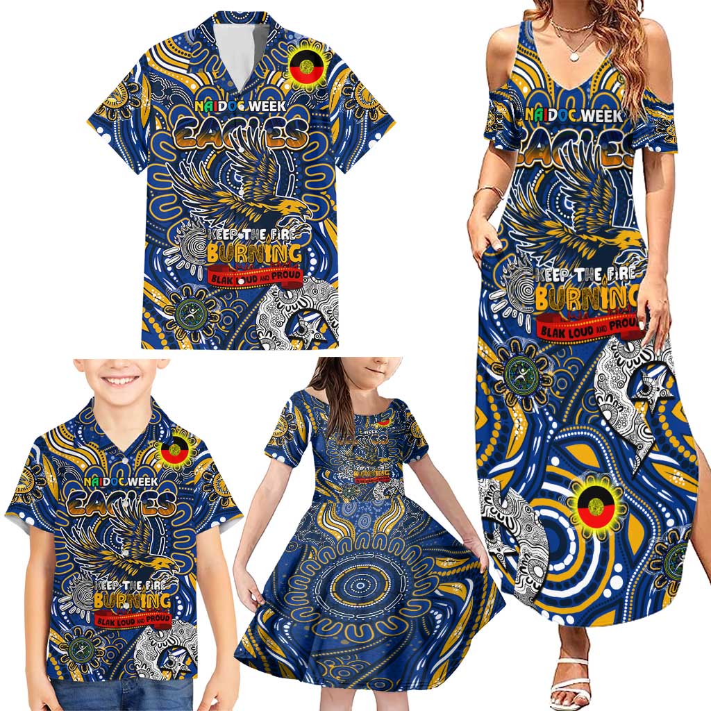 Custom West Coast Eagles NAIDOC Week 2024 Family Matching Summer Maxi Dress and Hawaiian Shirt Mascot Football