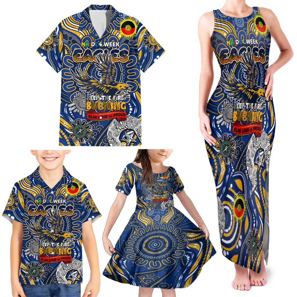 Custom West Coast Eagles NAIDOC Week 2024 Family Matching Tank Maxi Dress and Hawaiian Shirt Mascot Football
