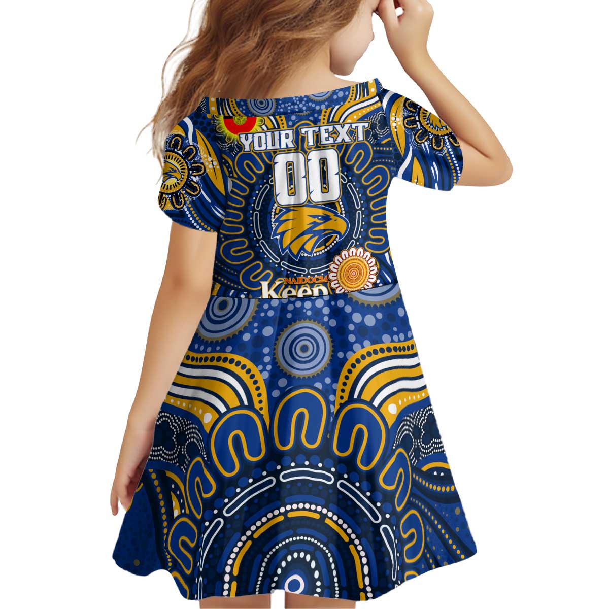 Custom West Coast Eagles NAIDOC Week 2024 Kid Short Sleeve Dress Mascot Football