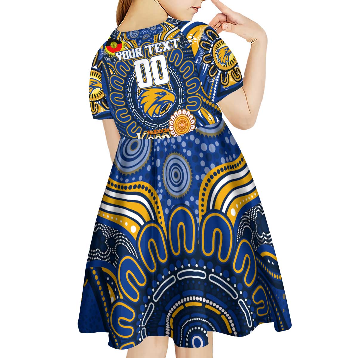 Custom West Coast Eagles NAIDOC Week 2024 Kid Short Sleeve Dress Mascot Football