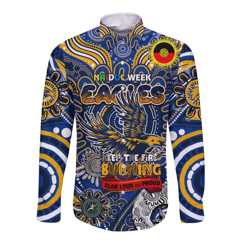 Custom West Coast Eagles NAIDOC Week 2024 Long Sleeve Button Shirt Mascot Football