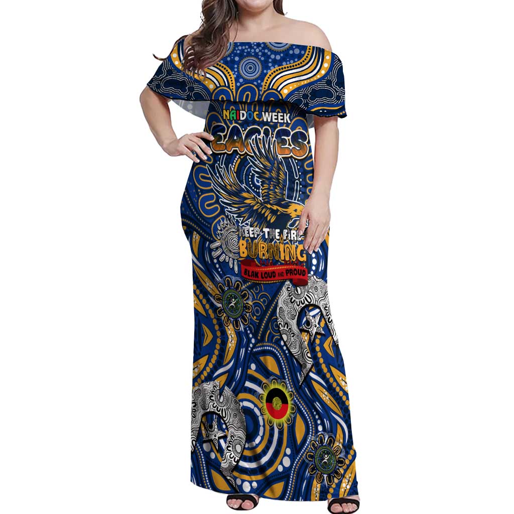 Custom West Coast Eagles NAIDOC Week 2024 Off Shoulder Maxi Dress Mascot Football