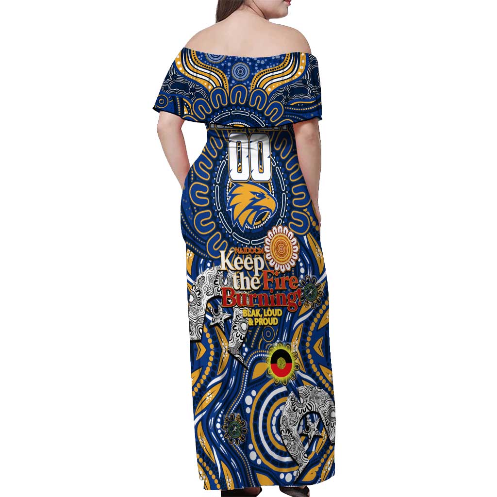 Custom West Coast Eagles NAIDOC Week 2024 Off Shoulder Maxi Dress Mascot Football