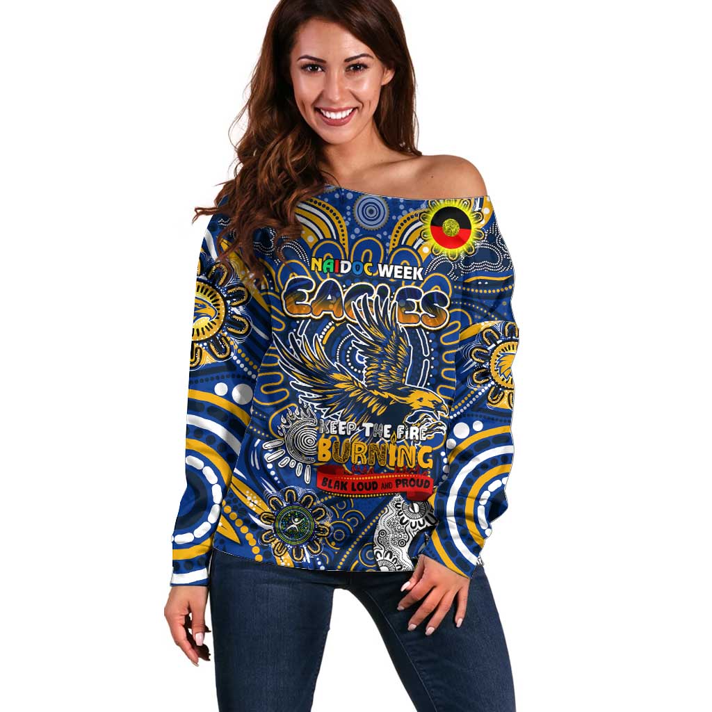 Custom West Coast Eagles NAIDOC Week 2024 Off Shoulder Sweater Mascot Football