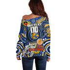 Custom West Coast Eagles NAIDOC Week 2024 Off Shoulder Sweater Mascot Football