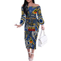 Custom West Coast Eagles NAIDOC Week 2024 Off The Shoulder Long Sleeve Dress Mascot Football