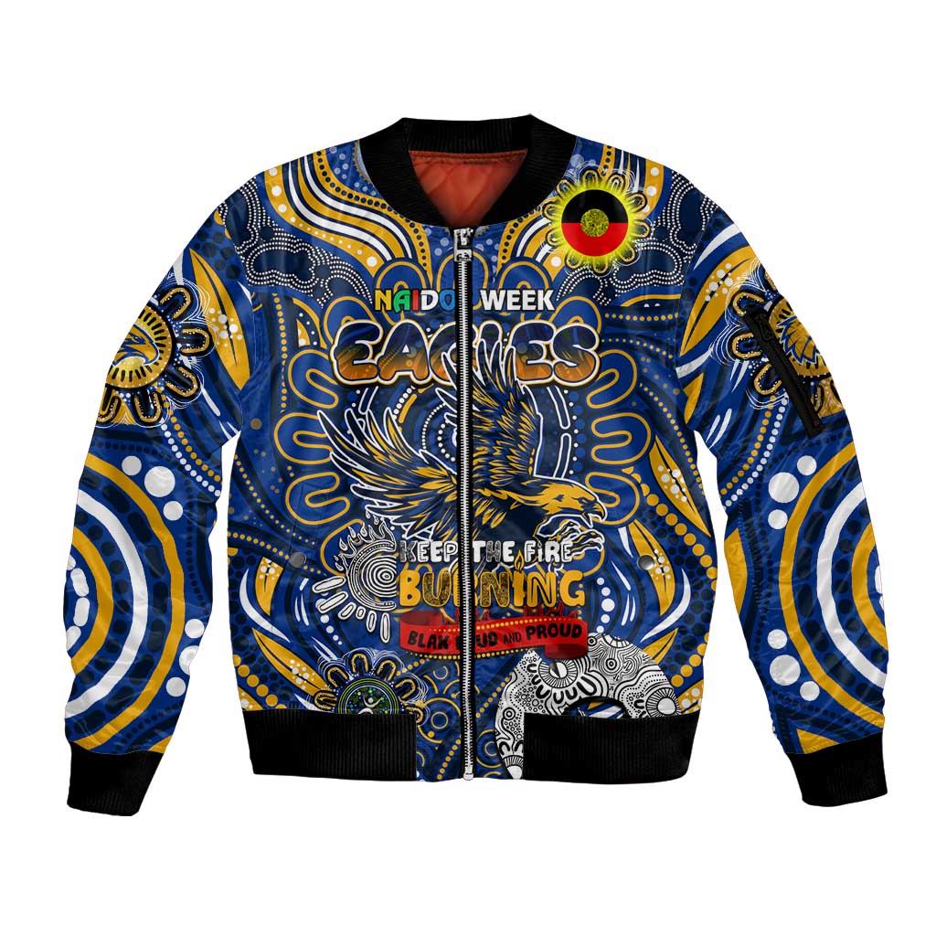Custom West Coast Eagles NAIDOC Week 2024 Sleeve Zip Bomber Jacket Mascot Football