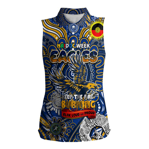 Custom West Coast Eagles NAIDOC Week 2024 Women Sleeveless Polo Shirt Mascot Football