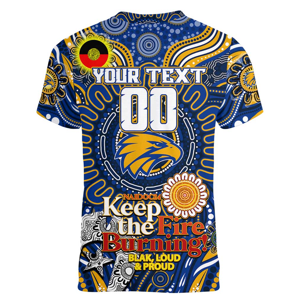 Custom West Coast Eagles NAIDOC Week 2024 Women V-Neck T-Shirt Mascot Football