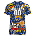 Custom West Coast Eagles NAIDOC Week 2024 Women V-Neck T-Shirt Mascot Football