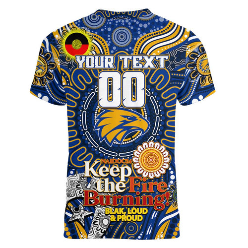 Custom West Coast Eagles NAIDOC Week 2024 Women V-Neck T-Shirt Mascot Football
