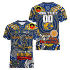 Custom West Coast Eagles NAIDOC Week 2024 Women V-Neck T-Shirt Mascot Football