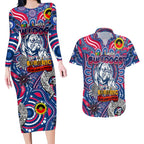 Custom Western Bulldogs NAIDOC Week 2024 Couples Matching Long Sleeve Bodycon Dress and Hawaiian Shirt Mascot Football