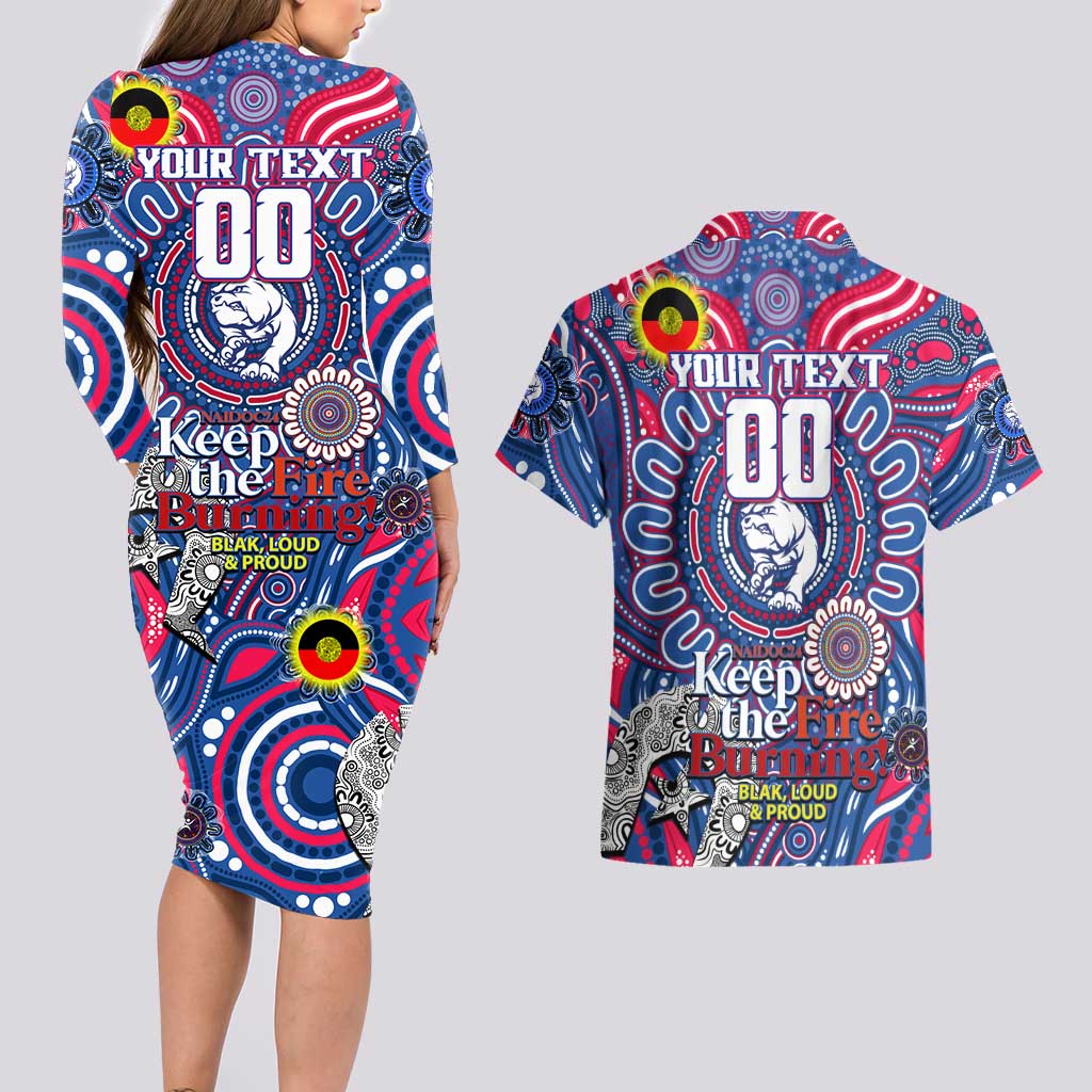 Custom Western Bulldogs NAIDOC Week 2024 Couples Matching Long Sleeve Bodycon Dress and Hawaiian Shirt Mascot Football