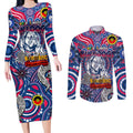 Custom Western Bulldogs NAIDOC Week 2024 Couples Matching Long Sleeve Bodycon Dress and Long Sleeve Button Shirt Mascot Football
