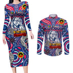 Custom Western Bulldogs NAIDOC Week 2024 Couples Matching Long Sleeve Bodycon Dress and Long Sleeve Button Shirt Mascot Football