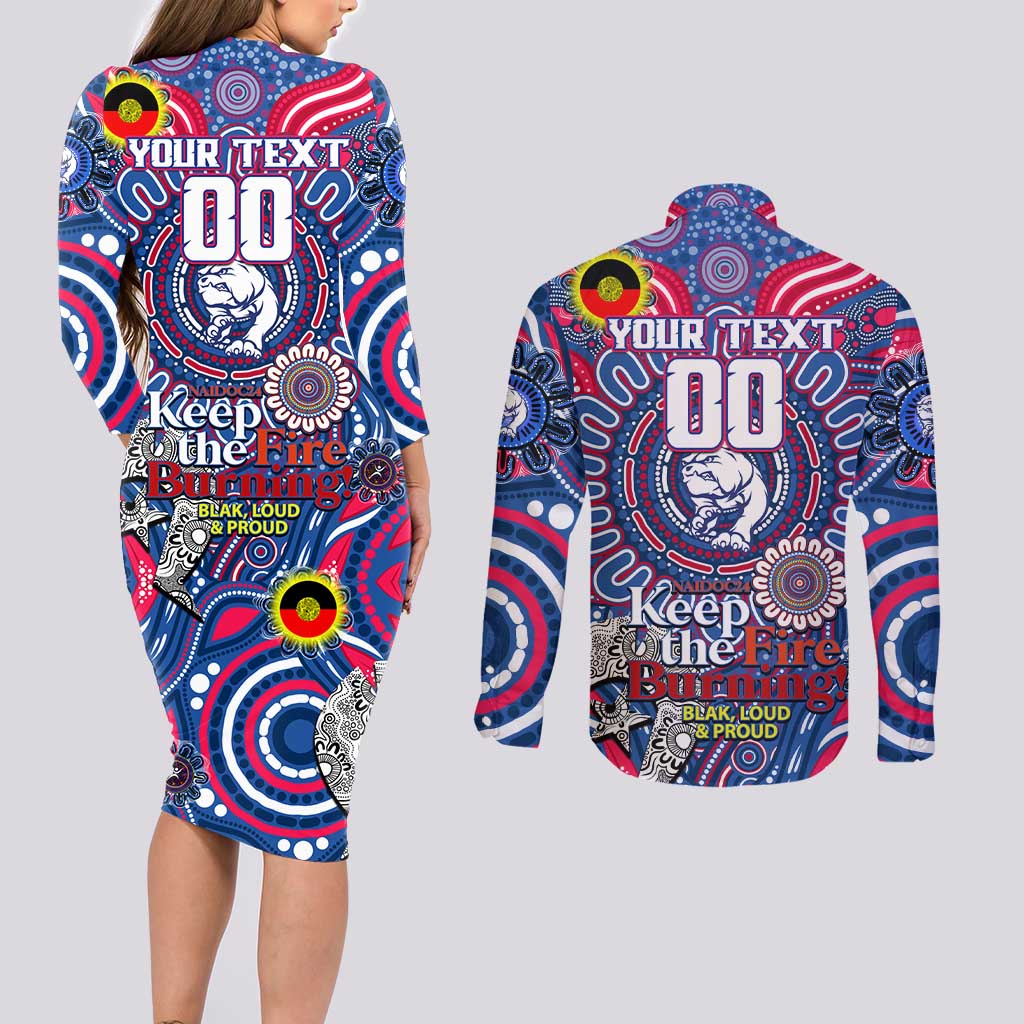 Custom Western Bulldogs NAIDOC Week 2024 Couples Matching Long Sleeve Bodycon Dress and Long Sleeve Button Shirt Mascot Football