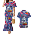 Custom Western Bulldogs NAIDOC Week 2024 Couples Matching Mermaid Dress and Hawaiian Shirt Mascot Football