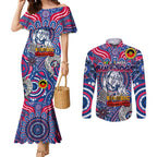 Custom Western Bulldogs NAIDOC Week 2024 Couples Matching Mermaid Dress and Long Sleeve Button Shirt Mascot Football