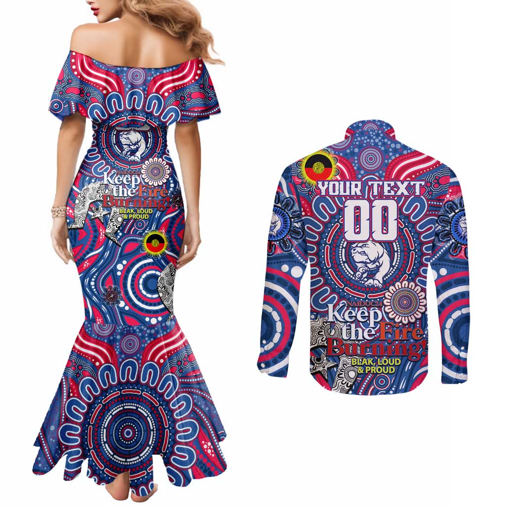 Custom Western Bulldogs NAIDOC Week 2024 Couples Matching Mermaid Dress and Long Sleeve Button Shirt Mascot Football