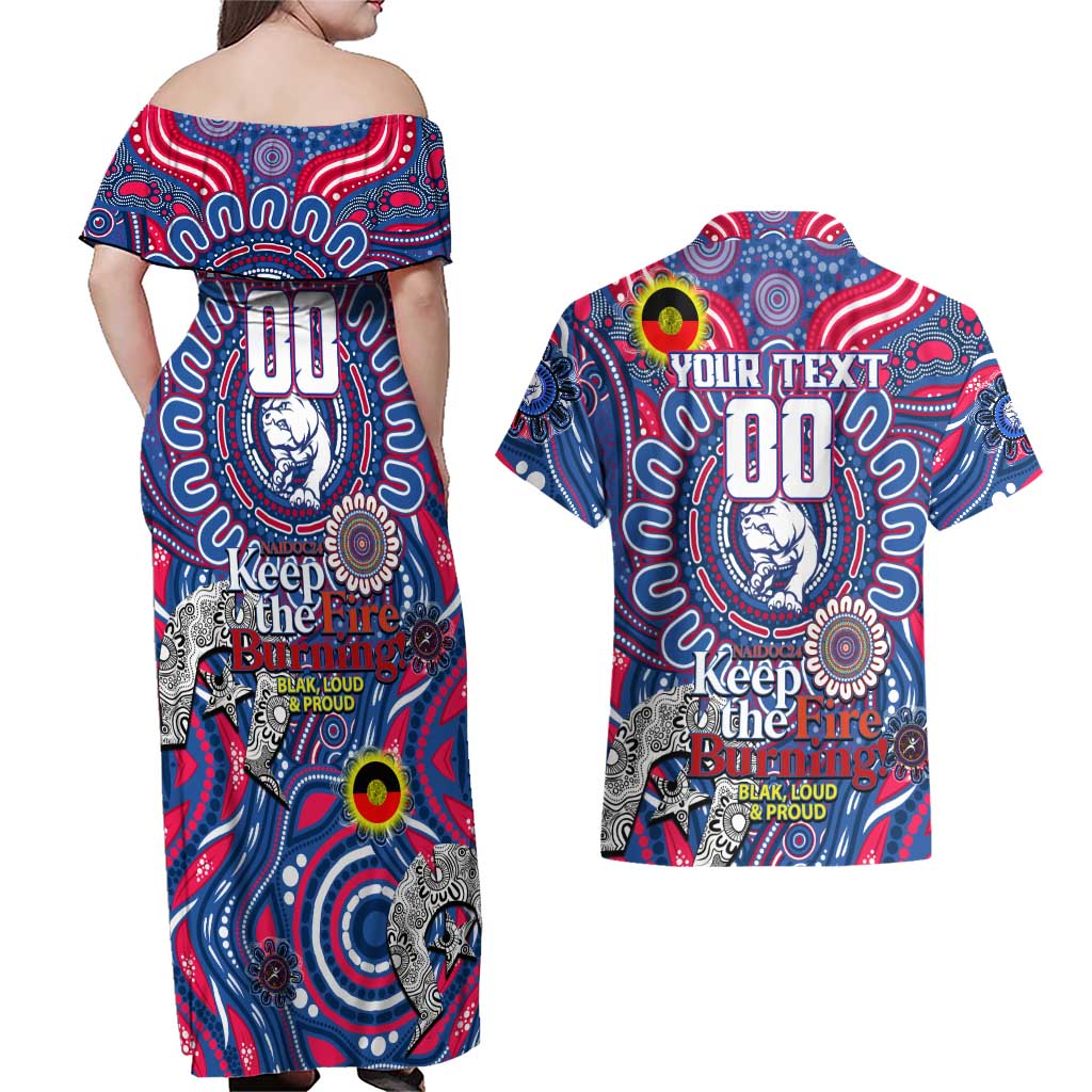 Custom Western Bulldogs NAIDOC Week 2024 Couples Matching Off Shoulder Maxi Dress and Hawaiian Shirt Mascot Football