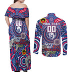 Custom Western Bulldogs NAIDOC Week 2024 Couples Matching Off Shoulder Maxi Dress and Long Sleeve Button Shirt Mascot Football